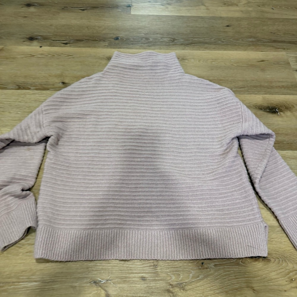Madewell Womens Pink Ribbed Mock Neck Wool Blend Pullover Sweater Size Large